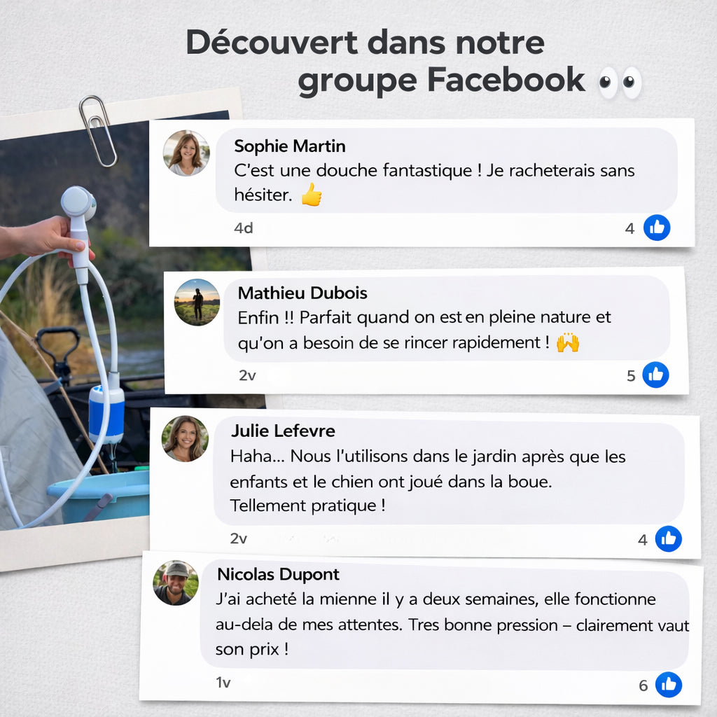Douche portable: kit avec tuyau et pompe