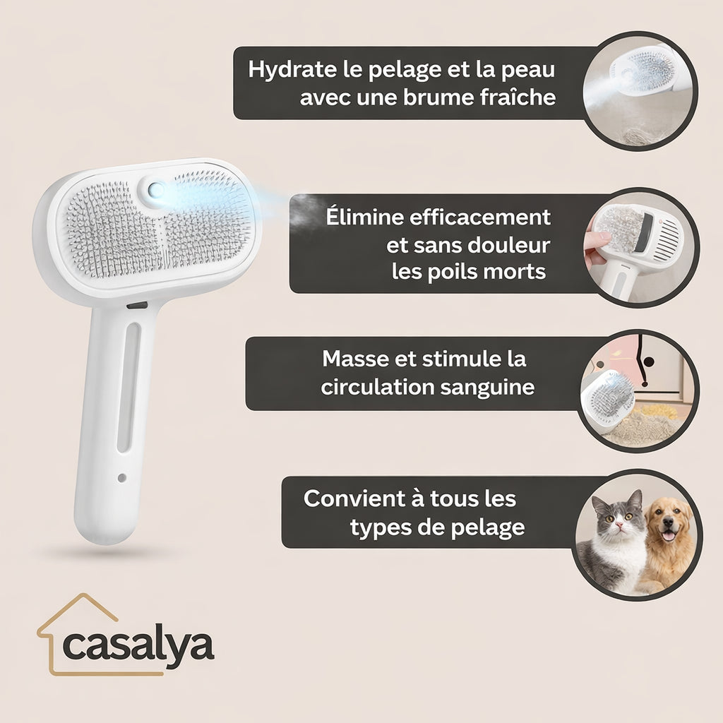 Casalya Vapeur Pro | Brosse de toilettage pour animaux