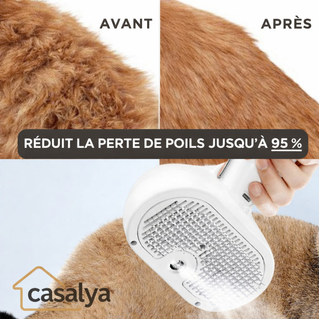Casalya Vapeur Pro | Brosse de toilettage pour animaux