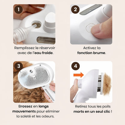 Casalya Vapeur Pro | Brosse de toilettage pour animaux